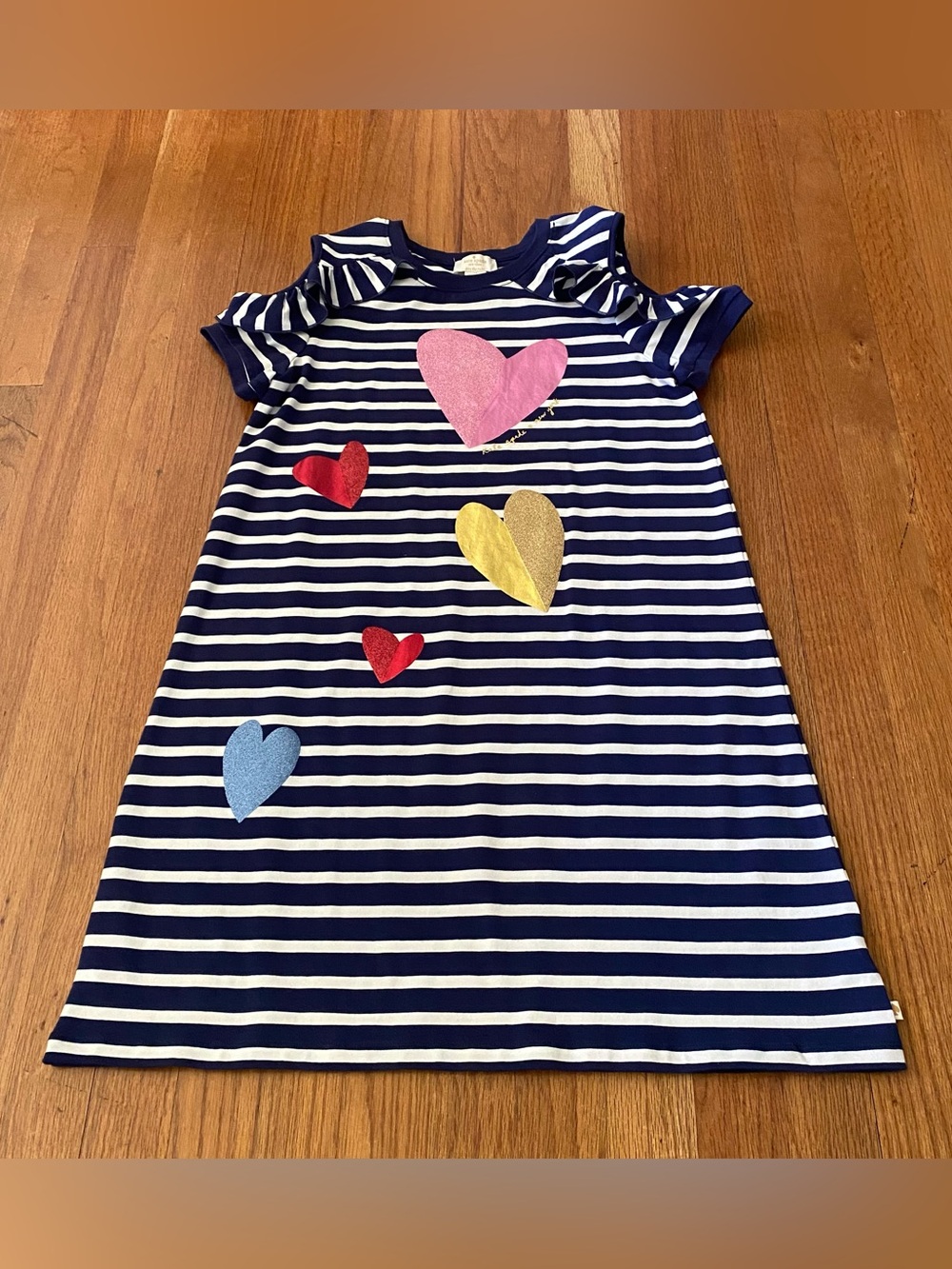 kate spade Stripe cold Shoulder Dress with Multicolor Foil Hearts